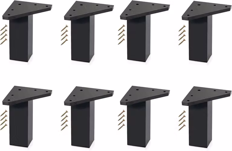 Zwarte meubelpoten set van ABS-hars met een hoogte van 8 cm