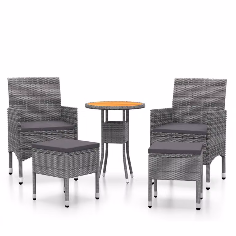 vidaXL 5-delige loungeset voor de tuin, grijs polyrotan