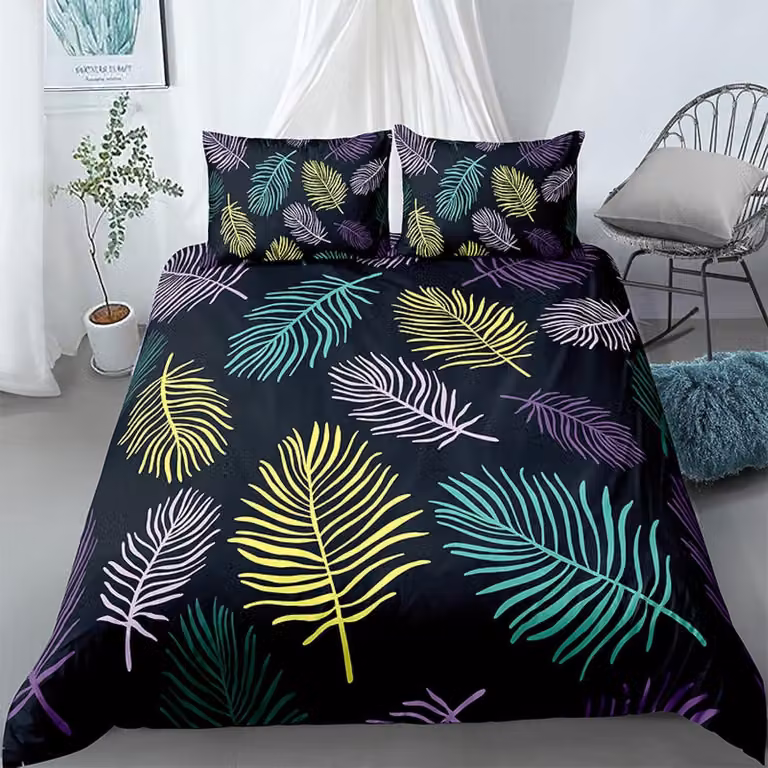 Eenpersoons dekbedovertrekset met koala en bladeren, 200 x 200 cm, inclusief 2 kussenslopen