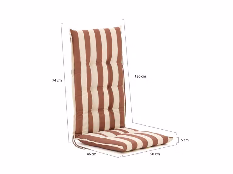 Madison Dik Tuinkussen Rood Bruin Katoen Polyester B: 120 cm, D: 50 cm