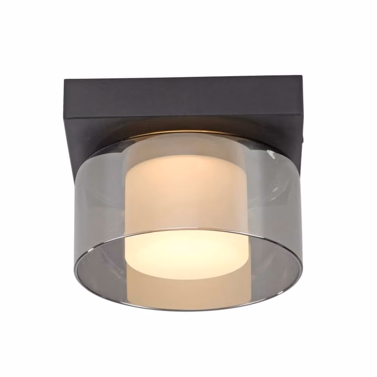 Paul Neuhaus Rika LED-plafondlamp zwart met glazen elementen en dimbare warmwitte verlichting