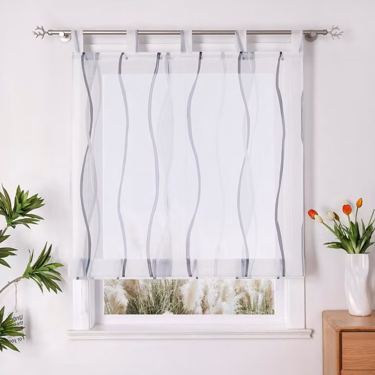 Grijs Vouwgordijn met Golfvormig Drukdesign - 140 x 140 cm