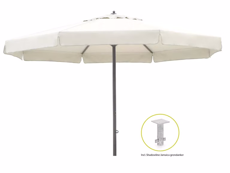 Parasol Shadowline Jamaica Rond Grijs met draaihendel 500 cm