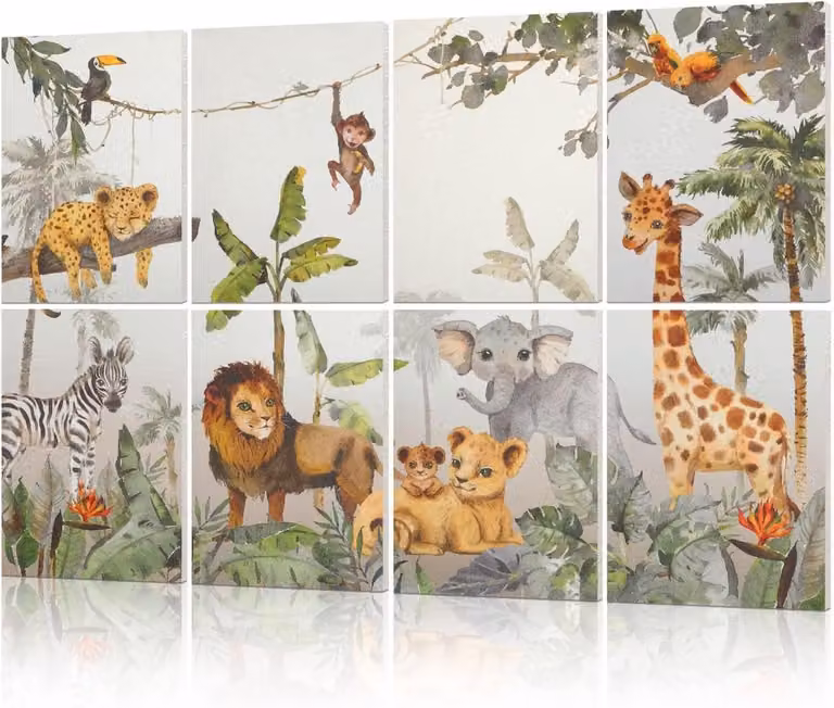 Akoestische Panelen Kwekerij Safari 01 - Geluidsabsorberend Polyester - 8 stuks - 30 x 40 cm