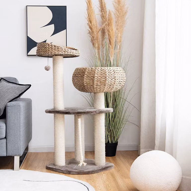 Costway houten krabpaal voor katten met manden, 103,5 cm hoog