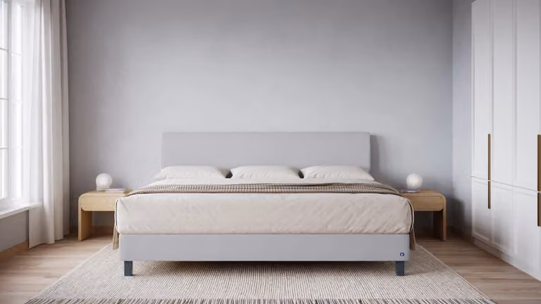 BRUNO Familiebed met pocketveren in lichtgrijs, B/D/H: 240 x 200 x 220 cm