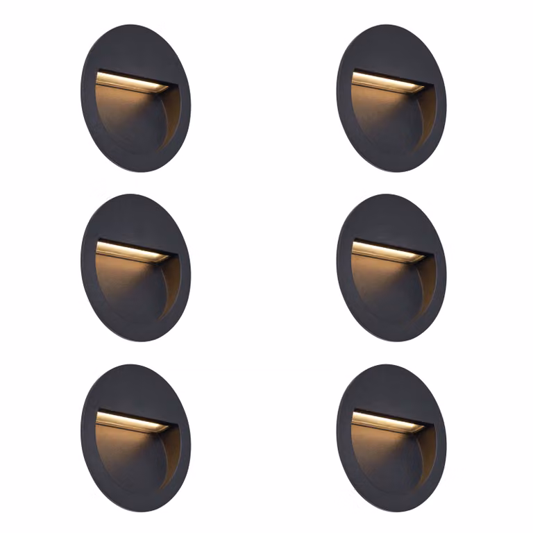 Qazqa Set van 6 moderne inbouw wandlampen zwart met LED IP65 voor tuin en trap