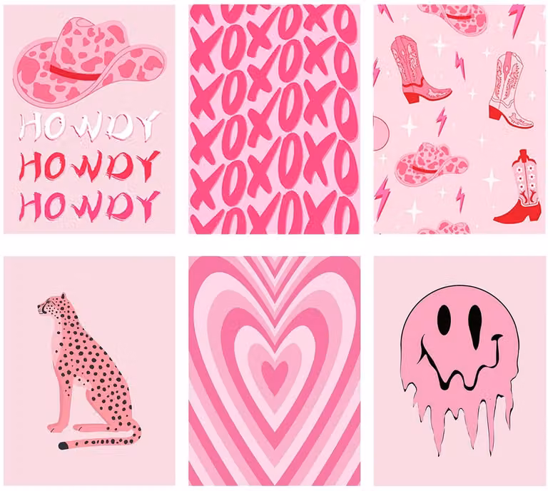 Dailygoods Muurkunst Hot Pink - Moderne Grafische Poster voor Slaapkamer of Badkamer