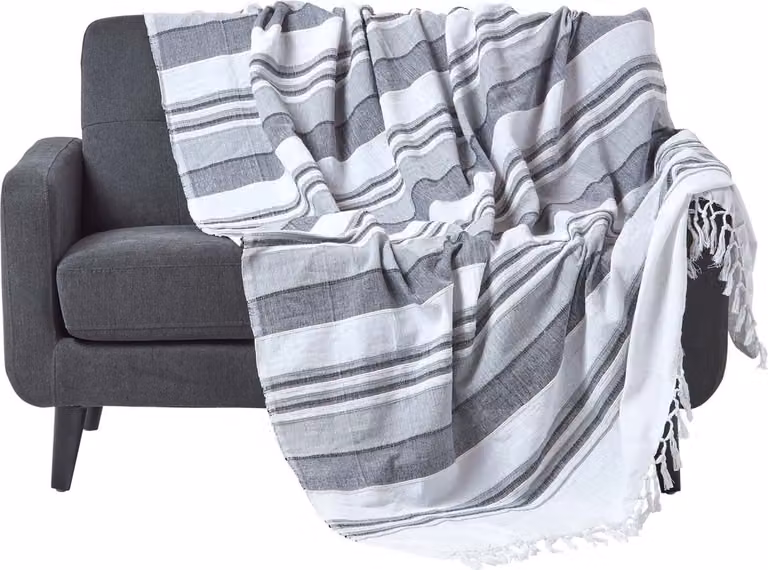 Homescapes Marokko sprei met grijze strepen, 225 x 255 cm