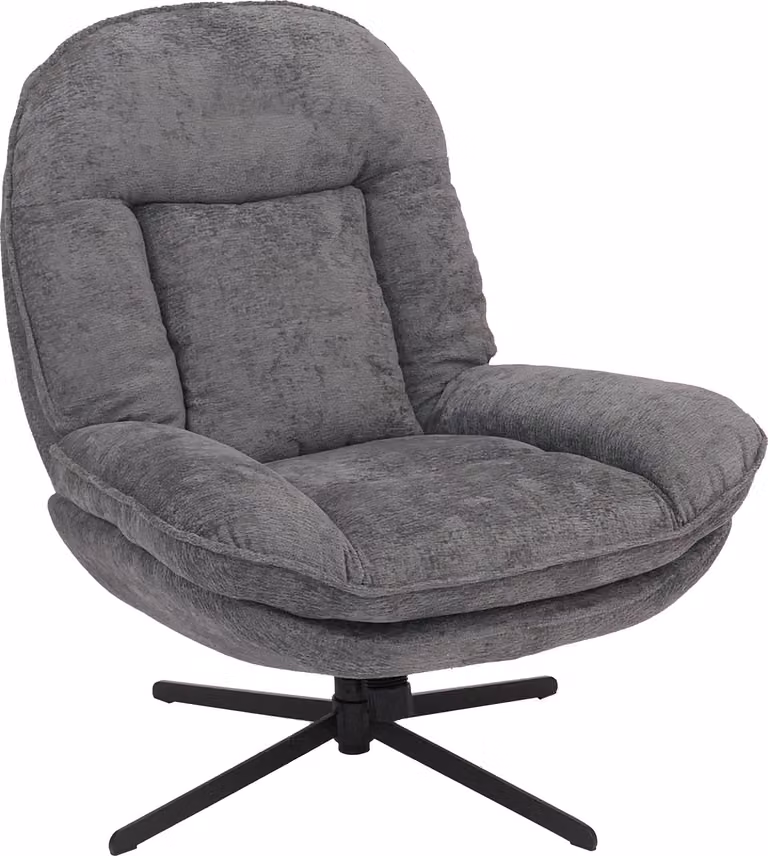 Mendler Relaxfauteuil HWC-P32 met Nosag-vering, draaibare tv-fauteuil met chenille bekleding, grijs