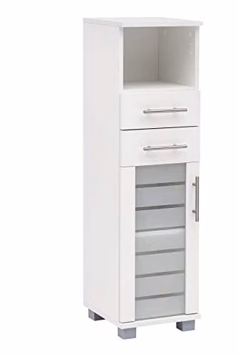 Schildmeyer Halfhoge kast met glazen deuren, wit, B: 30,3 cm, D: 32,6 cm, H: 110,5 cm