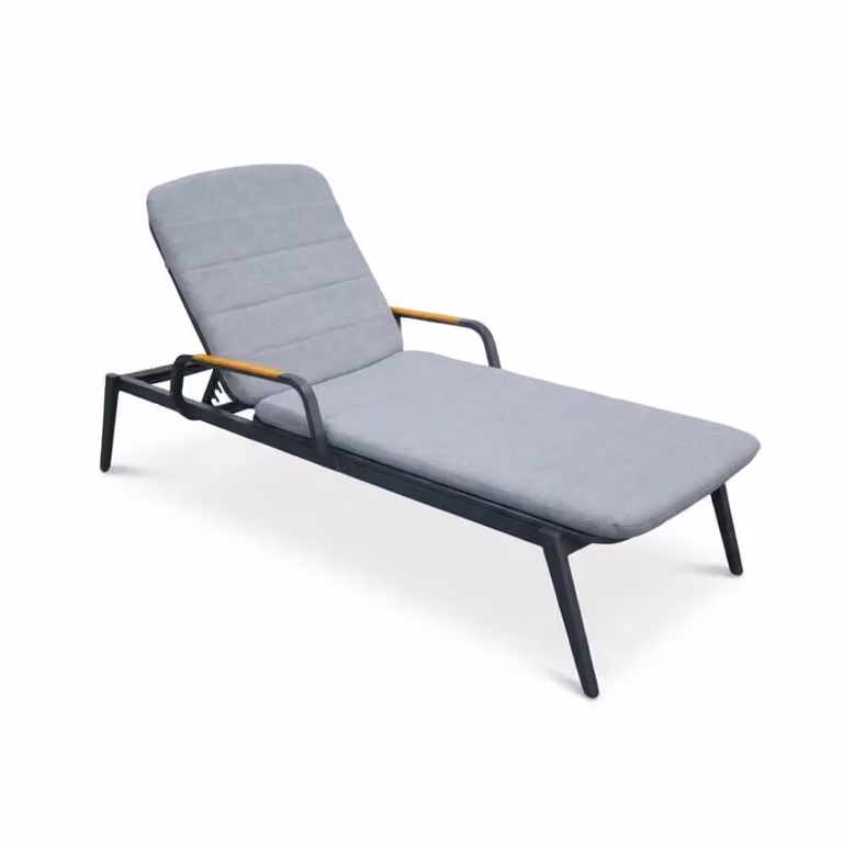 LUX outdoor living Malta ligbed antraciet aluminium en teak 186 cm