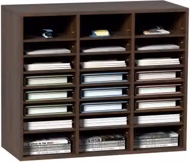VEVOR Brievenbak met 24 vakken, houten documentenorganizer in bruin, H x B x D: 62 x 73,7 x 30,5 cm