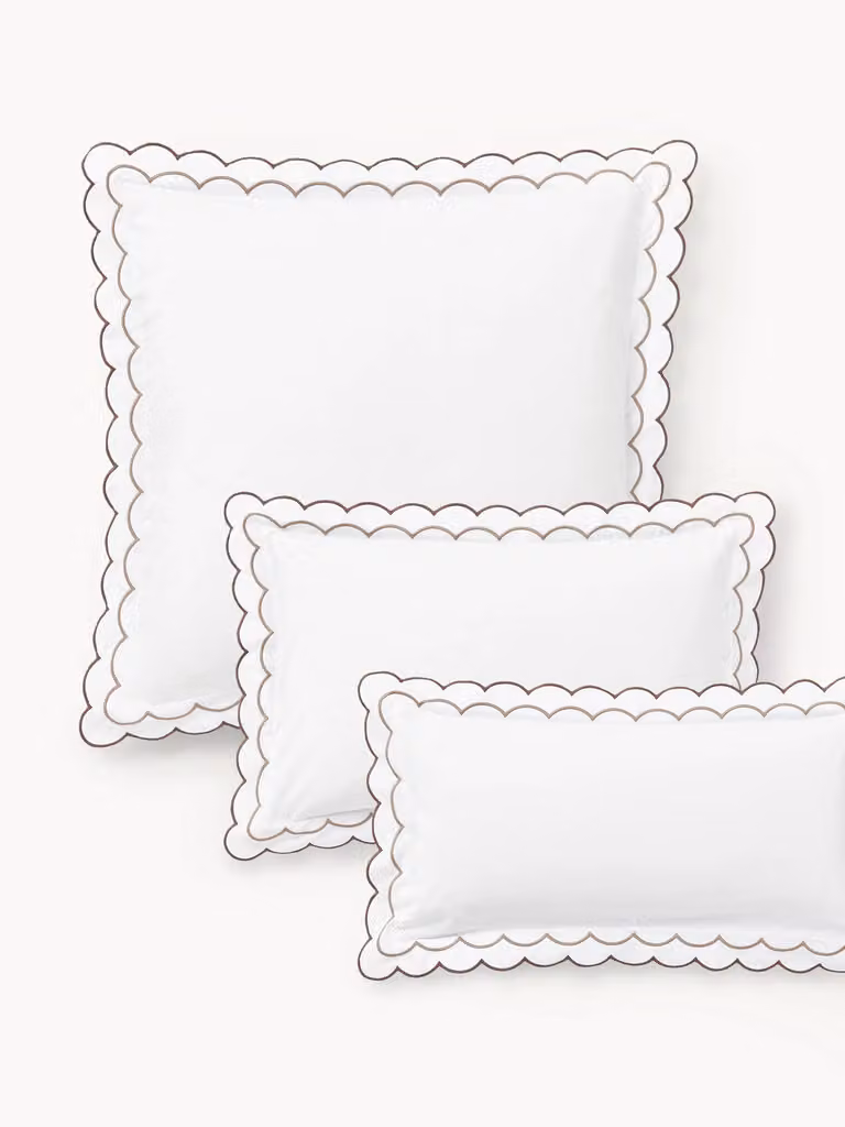 Westwing Collection Atina Katoenen Perkal Kussensloop met Golvende Rand, 80x80 cm