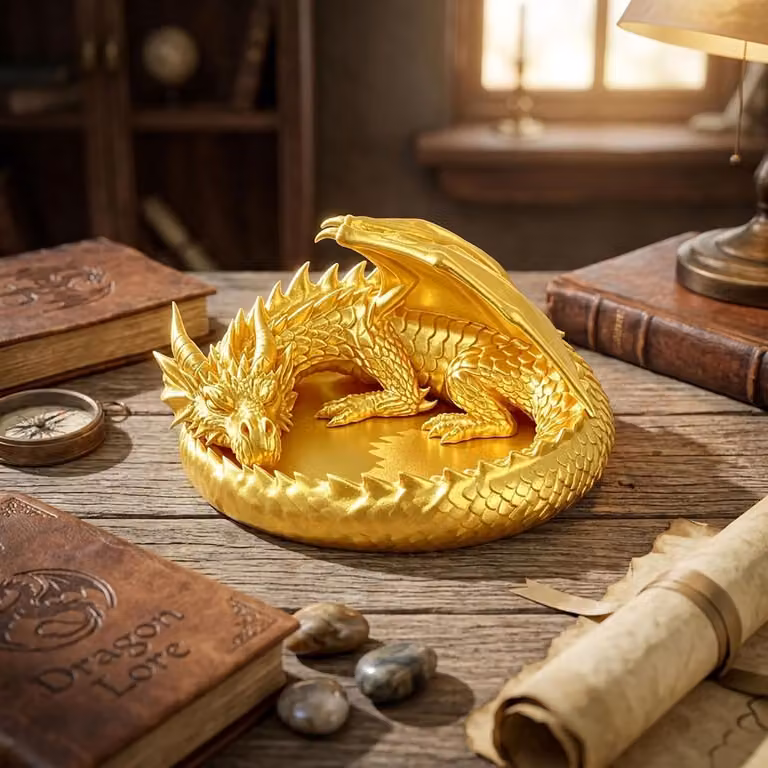 Homevero Drakenbeeld Decoratie Gouden Skelet voor Halloween, 25 cm
