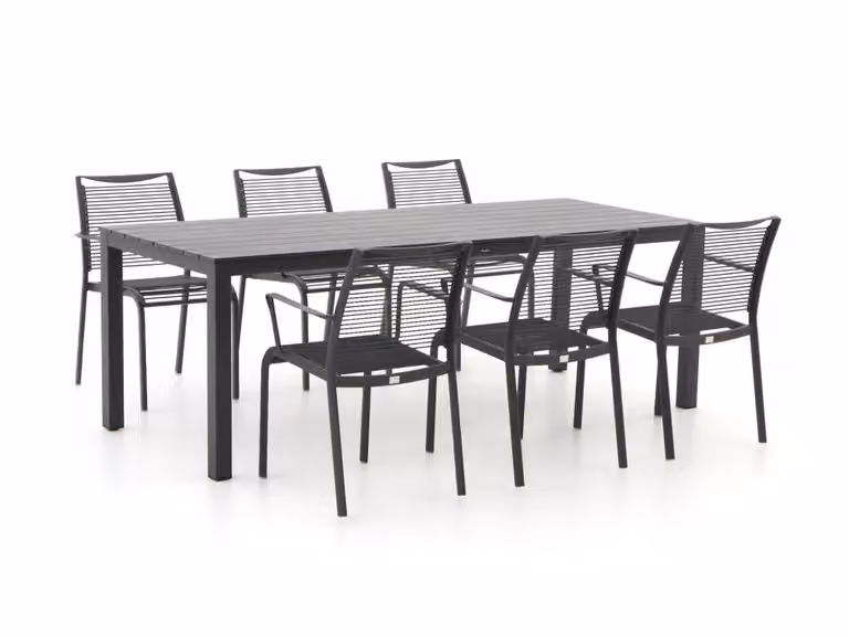 Apple Bee Diningset voor 6 personen, Aluminium, Antraciet/Grijs, Stapelbaar