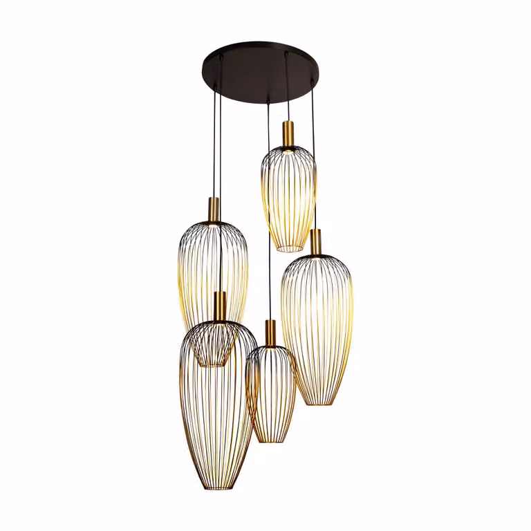 Lucide Aurelie Hanglamp - 5x GU10 - Goud/Messing - Modern - Hoogte verstelbaar