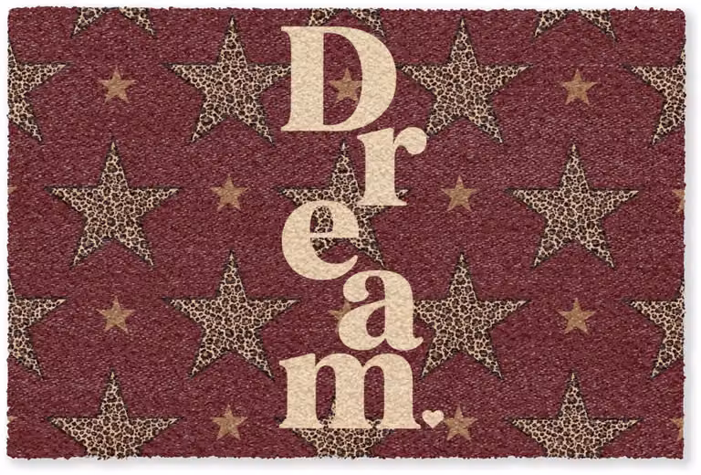 Dream Deurmat Sterren Luipaardprint Bordeaux 60 x 40 cm