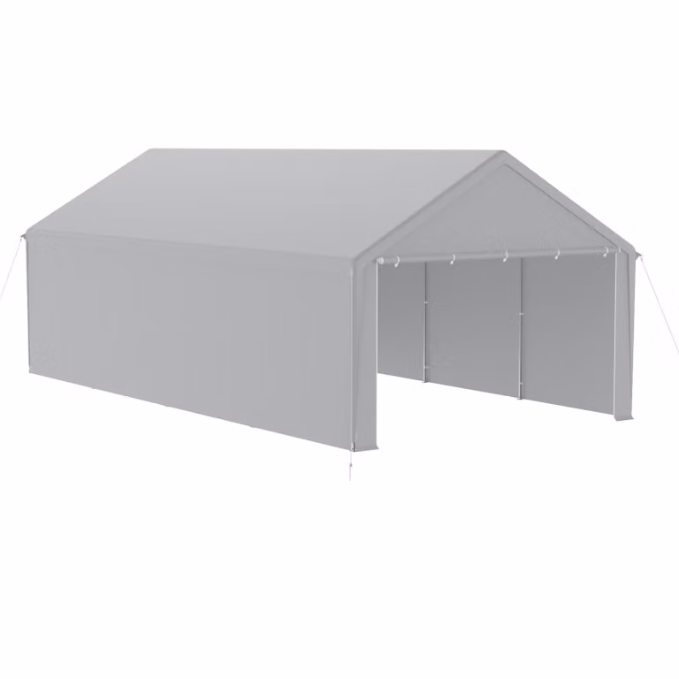 JOIEYOU Opvouwbare partytent en carport met zijwanden, grijs, 4 x 8 meter