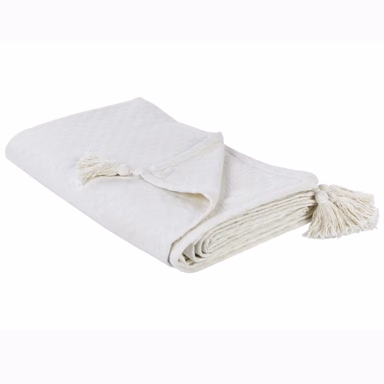 Lindula Sprei met kwastjes - Gebroken wit - Katoen - 220 x 200 cm