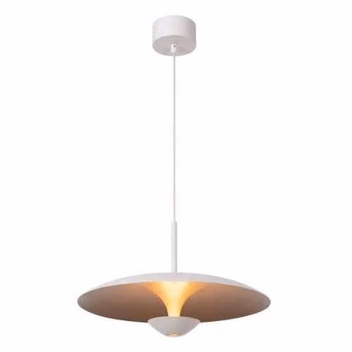 Lucide Kenneth LED hanglamp aluminium wit en goud/messing Ø 40 cm dimbaar