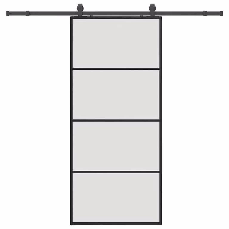 vidaXL Schuifdeur met beslag, zwart, 90 x 205 cm, veiligheidsglas