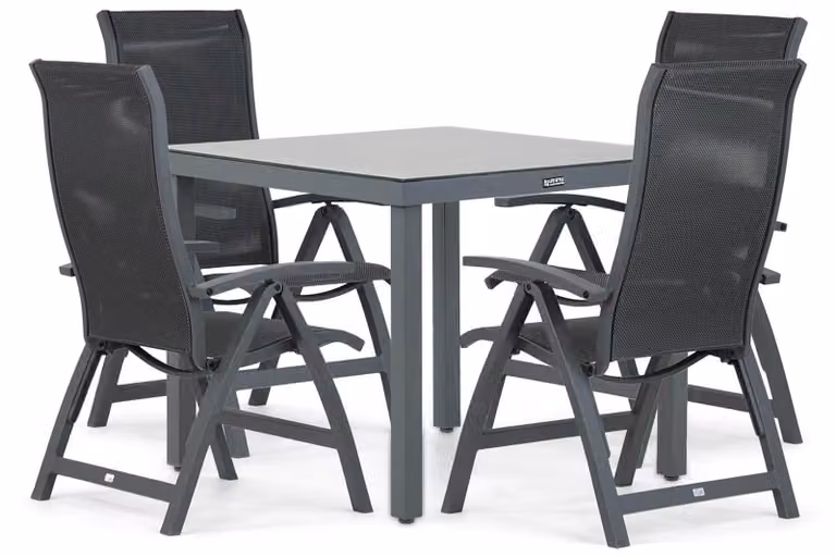 Presto Lucardo/Porto 5-delige eettafelset voor tuin en terras, grijs, Breedte: 90 cm