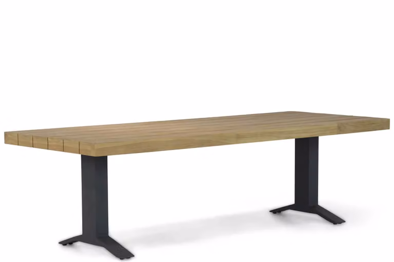 Santika Superior moderne tuintafel van teak, antraciet/bruin, 260 x 100 cm