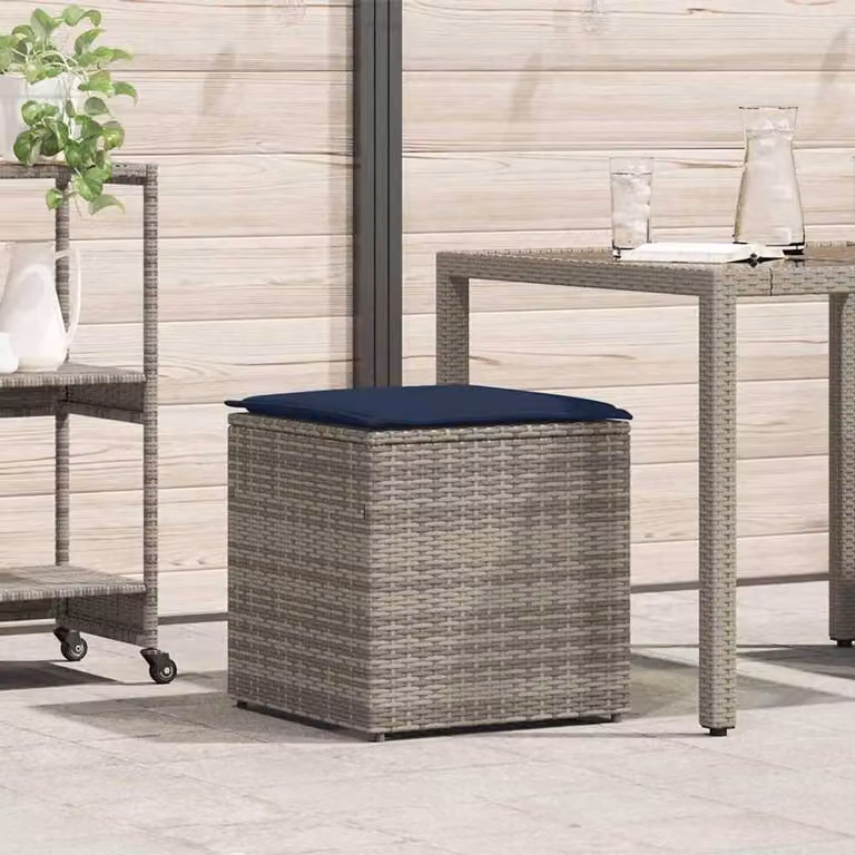Rotan kussenbox grijs B/D/H: 50 x 50 x 50 cm
