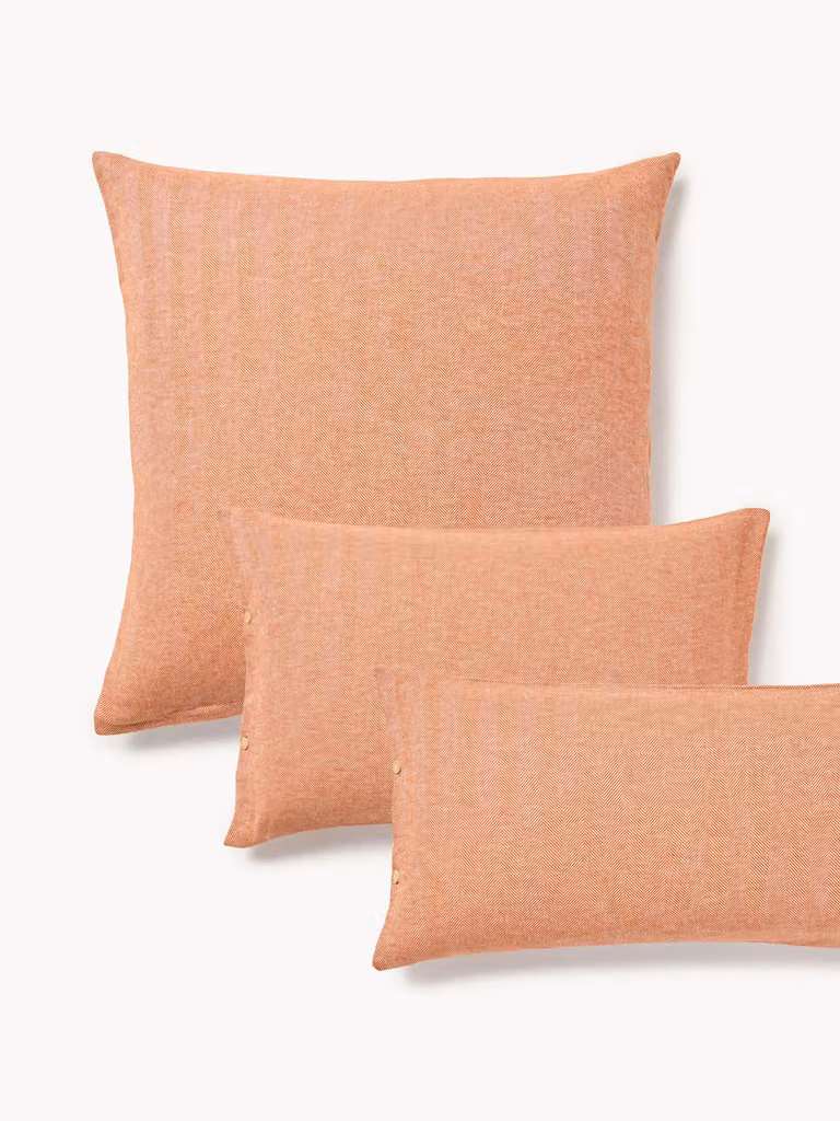 Westwing Collection Flanellen kussenhoes Wanda met visgraatpatroon, 80x80 cm
