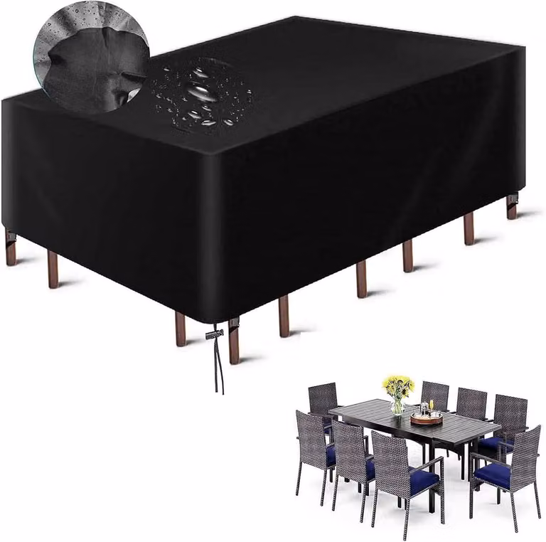 Waterdichte tuinmeubelhoes voor terrasbescherming met verstelbare bevestiging, Zwart, H x B x D: 90 x 240 x 240 cm