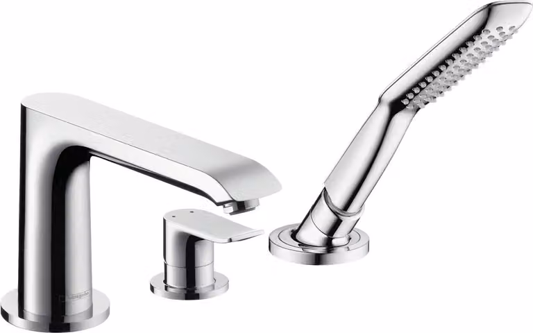 Hansgrohe Metris badarmatuur complete set, 3-gaats, chroom, voor montage op de badrand
