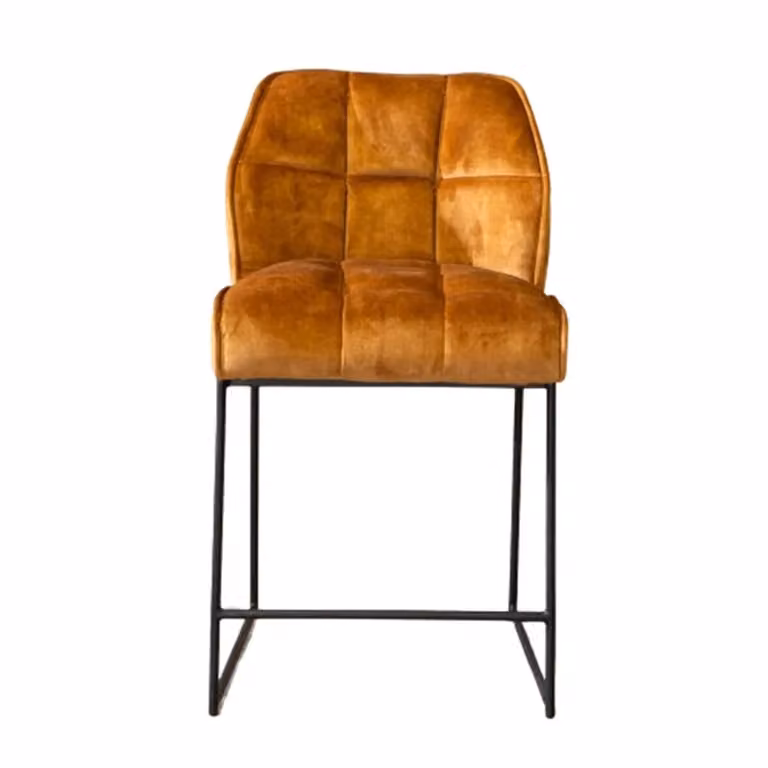 Bronx71 Velvet barkruk Janna geel, Hoogte: 70 cm