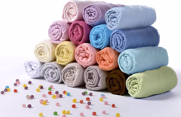 Set van 2 katoenen jersey hoeslakens voor baby's, 70 x 140 cm, Wit en Anijs