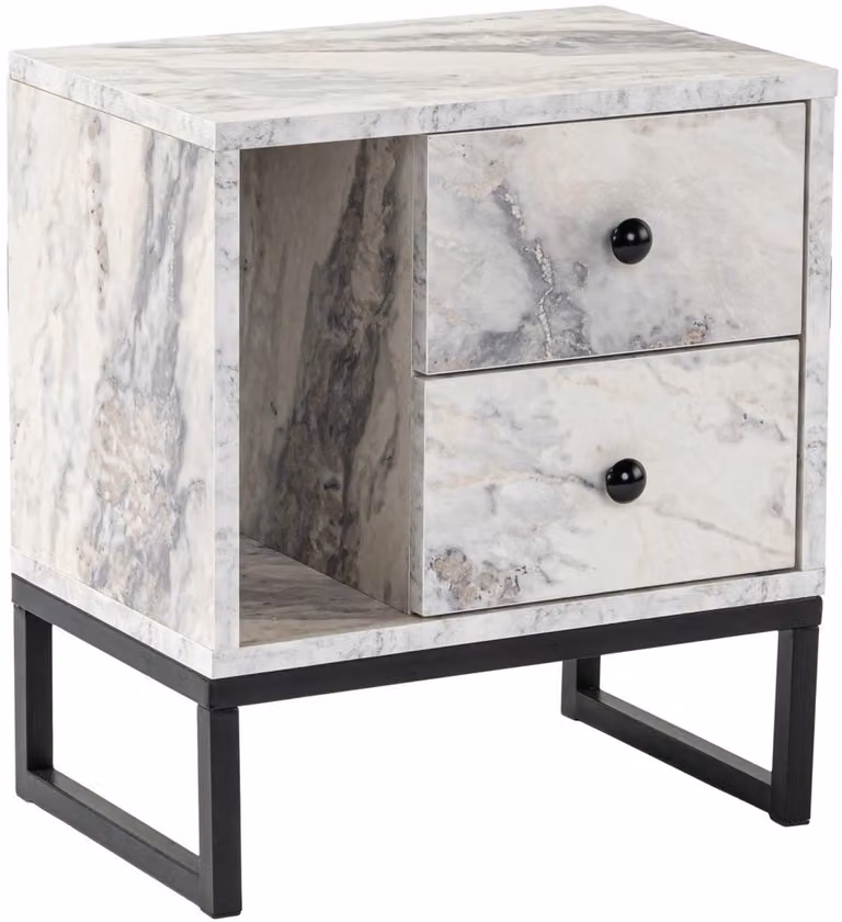 Skye Decor Nachtkastje Glimmer - Fressia Marble - Zwart/Fresia Marmer - B: 45 cm, D: 30 cm, H: 50 cm