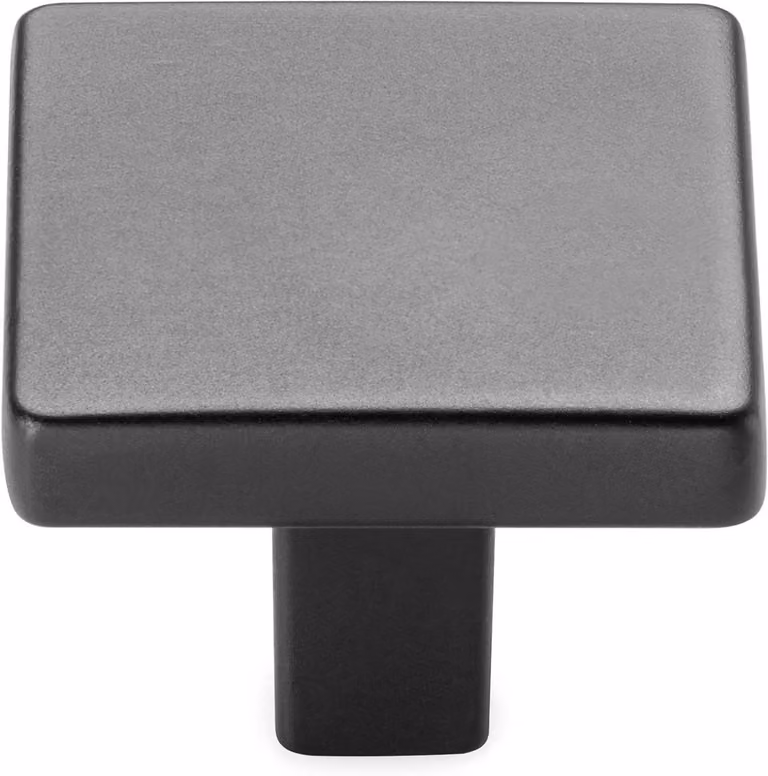 Set van 20 vierkante kastknoppen van massief zinken legering in mat zwart, 31 mm