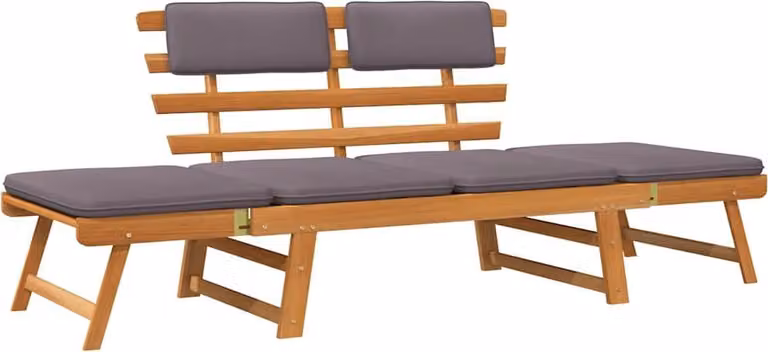 vidaXL 2-in-1 tuinstoel met kussen van massief acaciahout, 190 cm