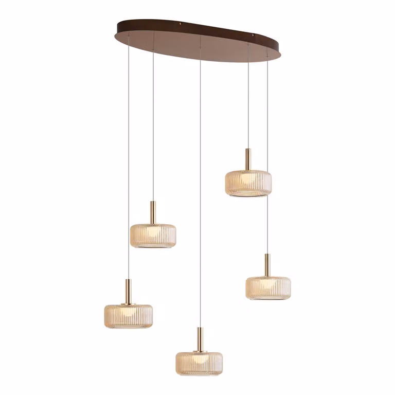 Qazqa Design hanglamp goud/messing met transparant glas en dimbare LED