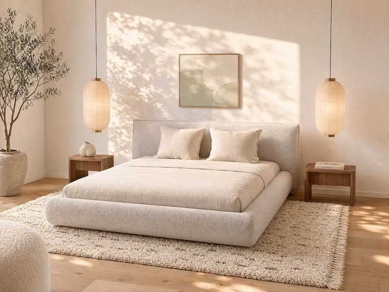 MIRSIO Bed met opbergruimte en lift-up basis, Beige, 180 x 200 cm