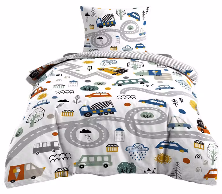 Douceur d'interieur Kinderbeddengoed 2-delig met auto motief 140 x 200 cm