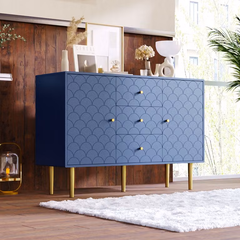 Wishdor Dressoir met 2 deuren en 3 laden - Marineblauw - B/D/H: 120 x 40 x 83 cm