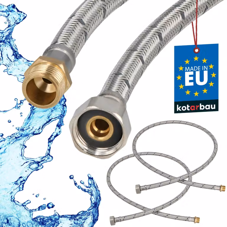 KOTARBAU 2 stuks Flexibele Sanitaire Aansluitslang 1/2" x 3/8" Buitendraad x Binnendraad Roestvrijstaal Lengte: 120 cm