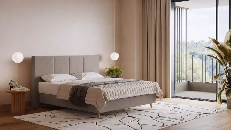 BRUNO Supreme boxspring in grijs-beige met luxe Pulse-Latex-matras en pocketvering, 200 x 200 cm