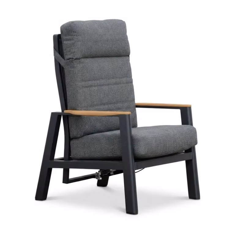 LUX outdoor living Brighton loungestoel - aluminium en teak - antraciet