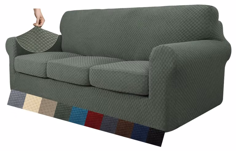 Set van 4 Jacquard Sofa Covers voor 3-Zitsbank - Army Green