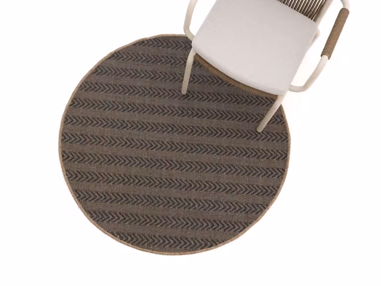 Rond Buitenkleed Kees Smit Tuinmeubelen Grijs Herringbone Polyester/Polypropyleen Diameter: 120 cm