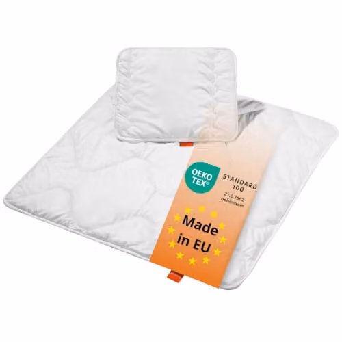 Sleepling 196277 Babybedden Set met Dekbed en Hoofdkussen, Wit, Microfibre