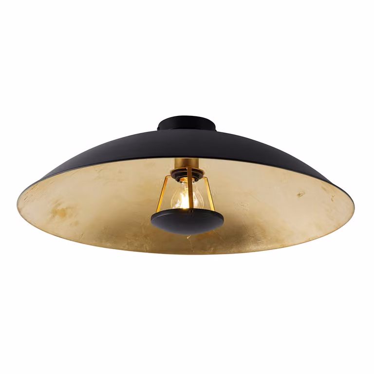 Qazqa Smart plafondlamp zwart met goud, ronde metalen designlamp met wifi en dimbare led, diameter: 60 cm