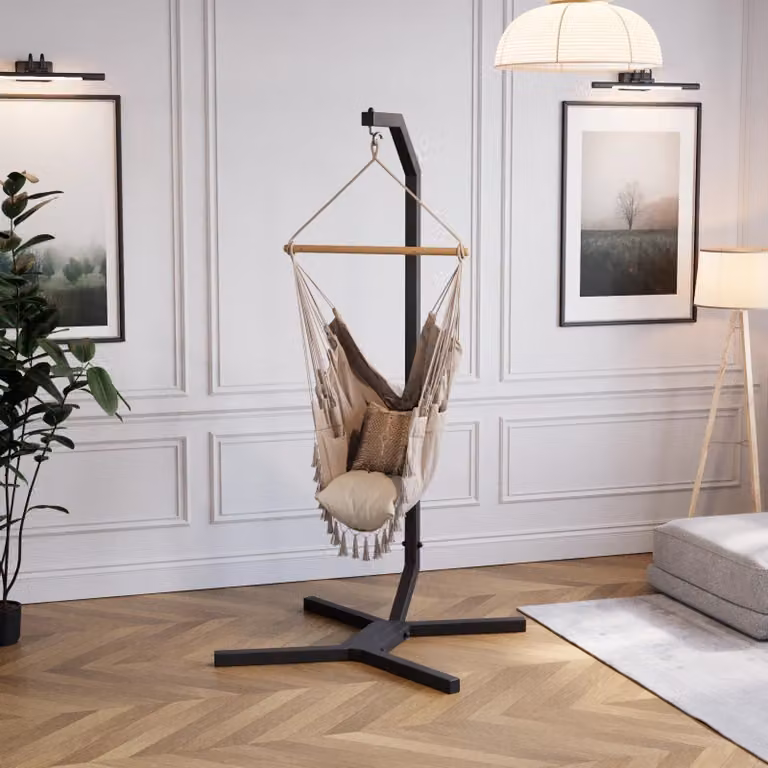 QLS Hangstoel met stalen frame en haak, zwart, 203 cm