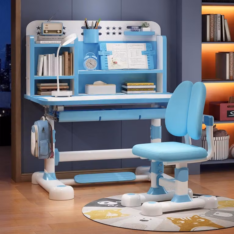 In hoogte verstelbaar kinderbureau met stoel voor een ergonomische studieplek